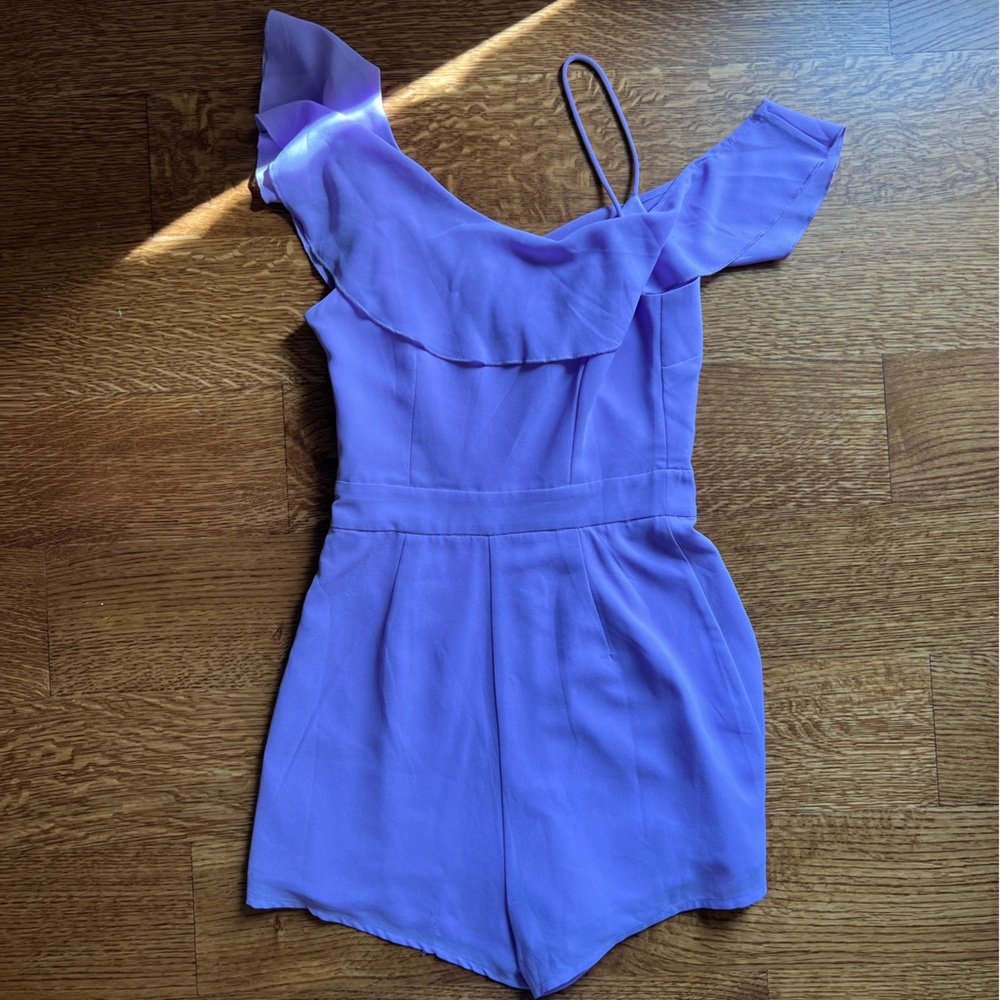 Asymmetrical Purple Superdown Romper - image 7